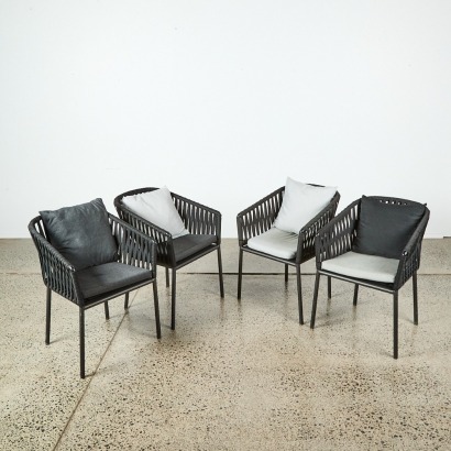 A Set of Four Kettal Dining Armchairs Bela Rope