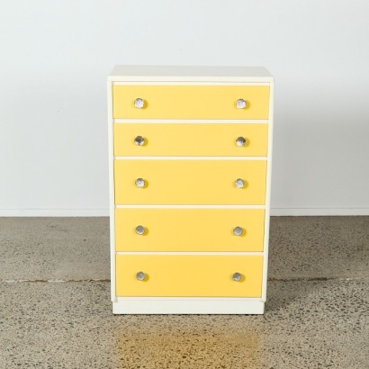 A Set of White and Yellow Retro Drawers