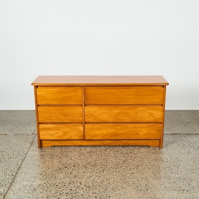 A Six-Drawer Solid Rimu Danske Mobler Lowboy