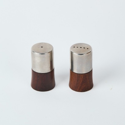 An MCM Rosewood & Stainless Salt & Pepper Shakers, c.1960s