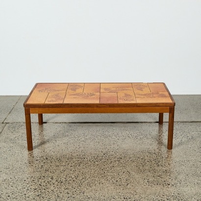 A 1970s Danish Teak Coffee Table with Fern Tiles by Trioh