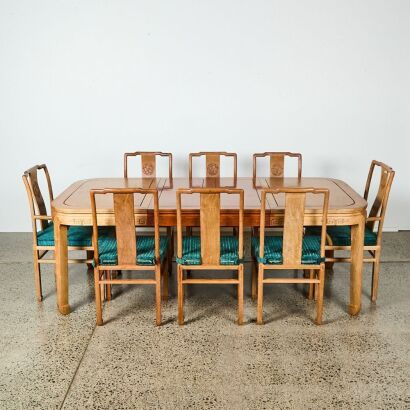A Set of Nine Chinese Mid to Early 20th Century &lsquo;Huali&rsquo; Dining Table and Chairs