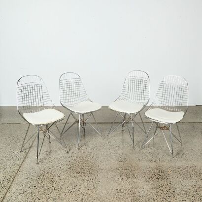 A Set of Four Eames DKR Style Wire Chairs A/F