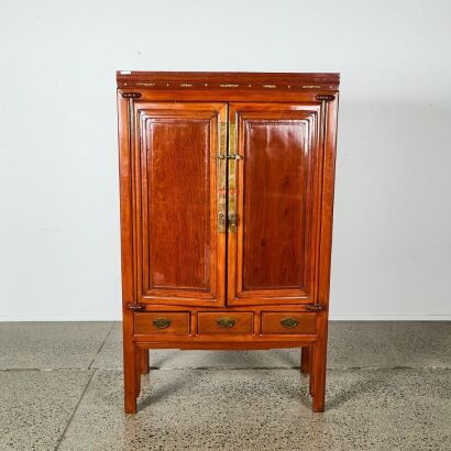 A Chinese 20th Century Old Wood Cabinet with Three Drawers