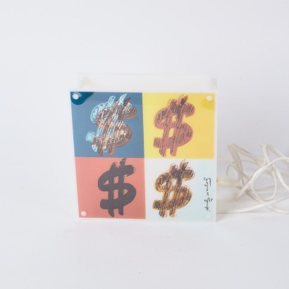 An Andy Warhol Dollar Sign Lamp by Luxit Italy
