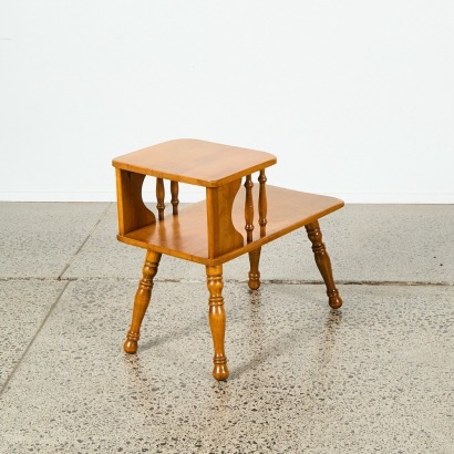 A Mid-Century Solid Tawa Two-Level Side Table