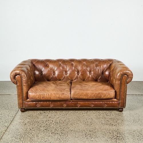 A Chestnut Brown Leather Chesterfield