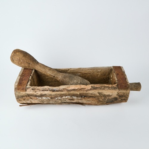 A Romanian Antique Wooden Mortar and Pestle