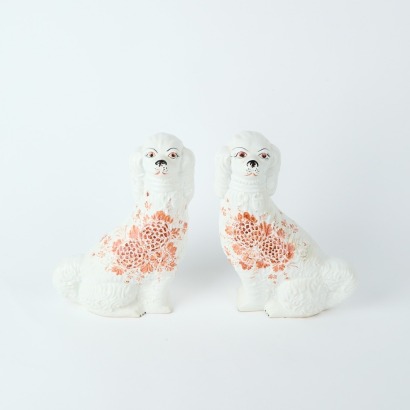 A Pair of Hand-Painted Ceramic Dogs by JW Co Italy