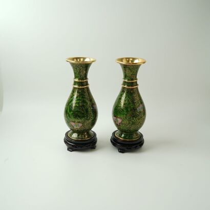 A Pair of Chinese 20th Century Cloisonn&eacute; Vases