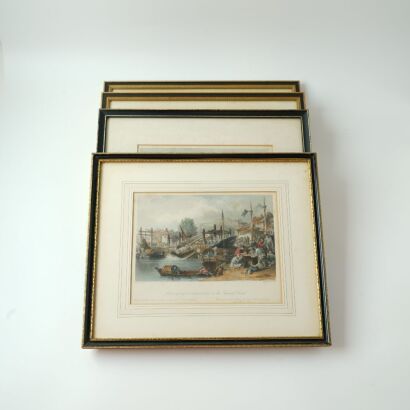 A Set of Four Copperplate Engravings of Chinese Landscapes, 19th Century, United kingtom