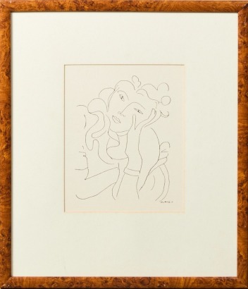 A Vintage Matisse La Fleur Print in Burr Frame