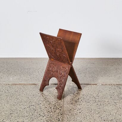 A Carved Art Nouveau Magazine Rack
