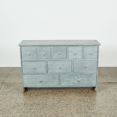 An Industrial Style Tin-Plated Chest of Drawers
