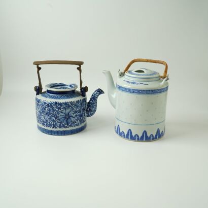 Two Chinese Blue and White Teapots