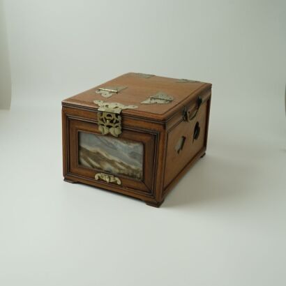 A Chinese Late Qing to Republic Period Carved Rosewood Cosmetic Box