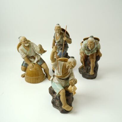 A Group of Four Chinese Foshan Pottery Figures