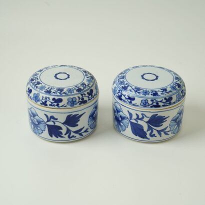 Two Chinese Blue and White Small Lidded Jars
