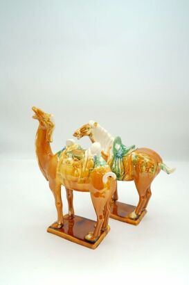 A Chinese Luoyang Sancai-glazed Horse AND A Chinese Luoyang Sancai-glazed Camel