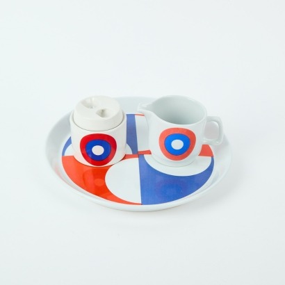 A Three Piece Condiment Set By Gio Ponti For Franco Pozzi Ceramics, 1970S Italy