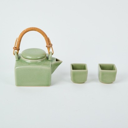 A Japanese Tea Set with Celadon Glaze