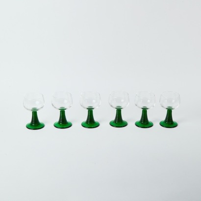 A Set of Six French Vintage Beehive Wine Glasses