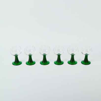 A Set of Six French Vintage Beehive Wine Glasses