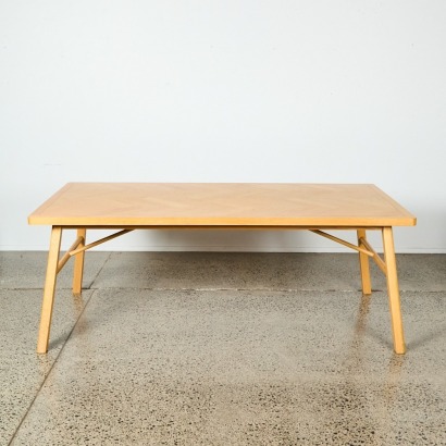 A Solid Oak Herringbone Dining Table