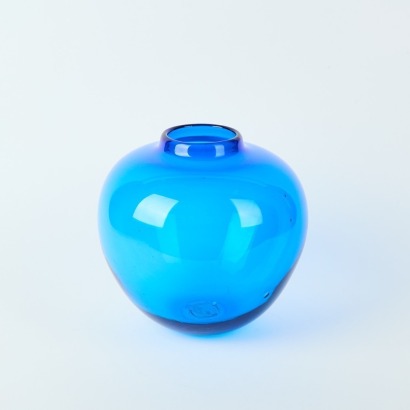 A Large Hand Blown Blue Glass Vase