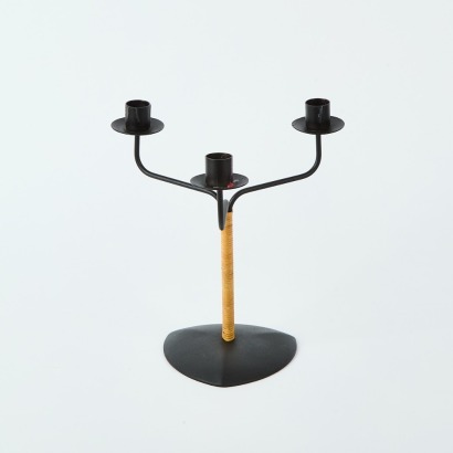 A Laurids Lonborg Steel And Rattan Candle Holder
