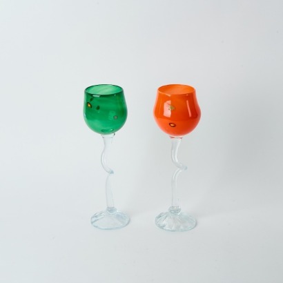 A Pair Venus NZ Long Stem Handmade Glasses
