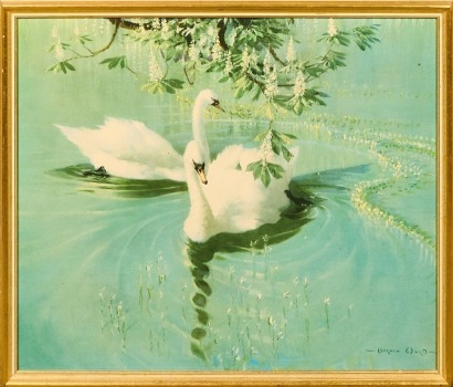 A Vintage Vernon Ward Harmony of Spring Swan Print