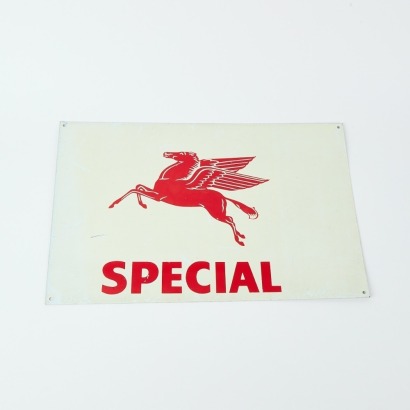 A Mobil Special Gasoline Tin Sign