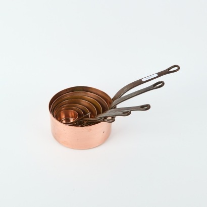 A Set of Seven Vintage Style Copper Pots