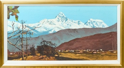 An Oil Painting of Landscape Scenery by a Nepalese Artist