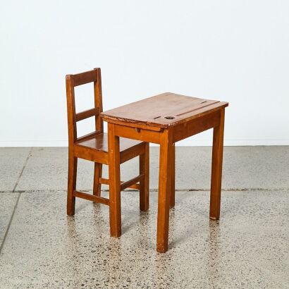 A Vintage Flip Top School Desk and Chair
