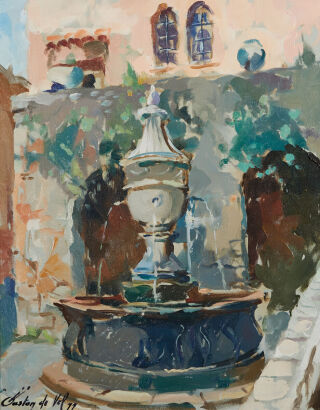 GASTON DE VEL Village Fountain, Southern France