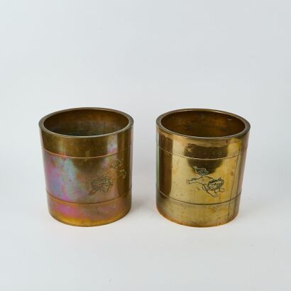 A Pair of Chinese Bronze Charcoal Braziers