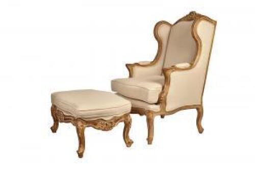 A Louis XV Style Wing Back Chair