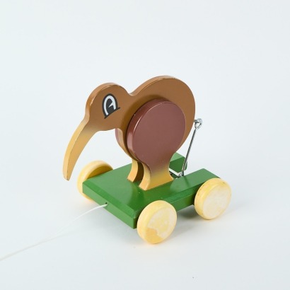 A Wooden Kiwi Pull Along by Dick Frizzell