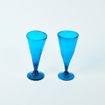 A Pair of Blue Glass Goblets