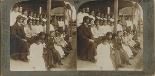 UNDERWOOD & UNDERWOOD Girls of the old Maori [sic] race as they are today under British training, Auckland, New Zealand