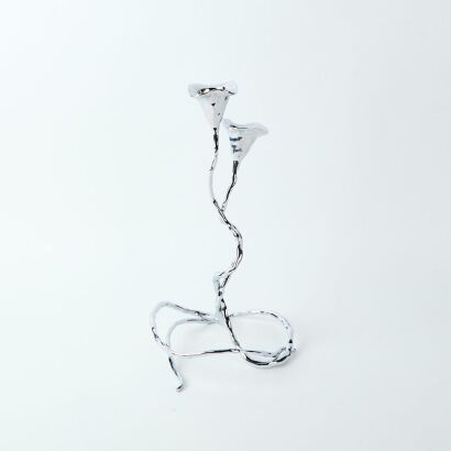 A Pair of Vintage Brutalist Floral Candlesticks by Mukul Goyal
