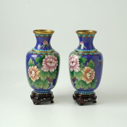 A Pair of Chinese 20th Century Cloisonn&radic;&copy; Enamel Vases