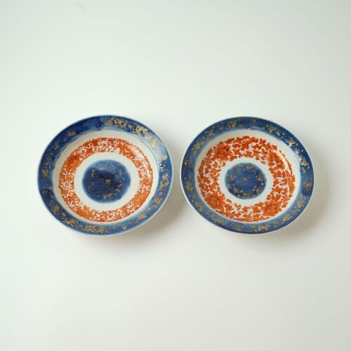 A Set of Two Chinese Qing Dynasty Blue and White Iron-Red 'Floral' Dishes