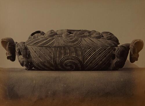 STEPHEN THOMPSON Carved wooden box of Te-Rangihaiata [sic], a chief of New Zealand