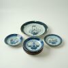 A Group of Seven Chinese 18th Century Early Kangxi Period Blue and White Small Dishes and A Large Dish