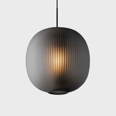 A Large Black Glass Bloom Pendant by Tim Rundle