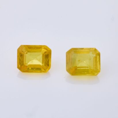 Pair of Loose, 2.10ct Rectangular Cut, Yellow Sapphires