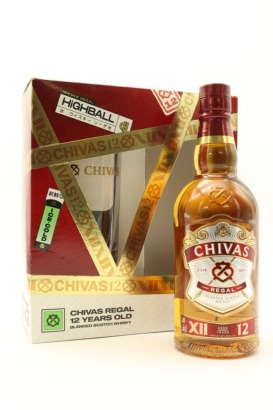 (1) Chivas Regal 12 Year Old with Highball Glass, 40% ABV, 700ml